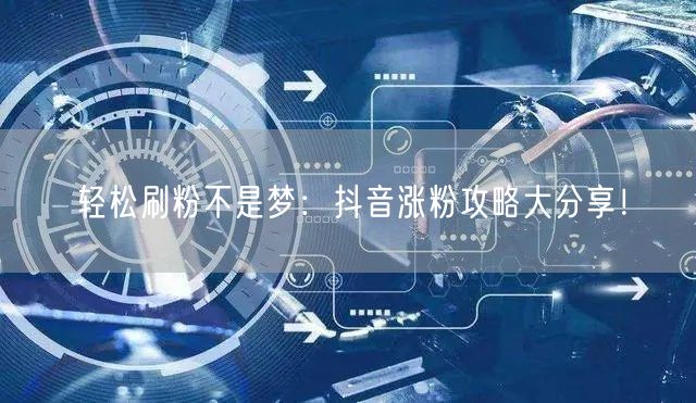 轻松刷粉不是梦：抖音涨粉攻略大分享！