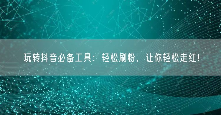 玩转抖音必备工具：轻松刷粉，让你轻松走红！