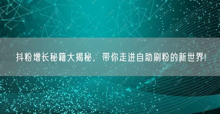 抖粉增长秘籍大揭秘，带你走进自助刷粉的新世界!