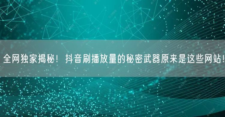 全网独家揭秘！抖音刷播放量的秘密武器原来是这些网站！