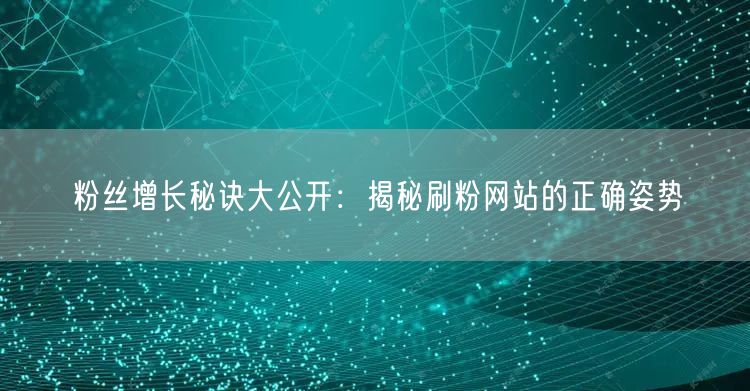 粉丝增长秘诀大公开：揭秘刷粉网站的正确姿势