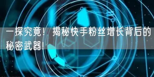 一探究竟！揭秘快手粉丝增长背后的秘密武器!