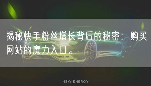 揭秘快手粉丝增长背后的秘密：购买网站的魔力入口。