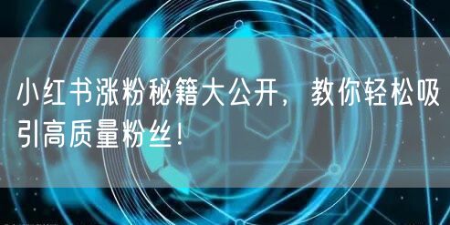 小红书涨粉秘籍大公开，教你轻松吸引高质量粉丝！