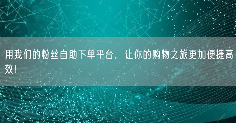 用我们的粉丝自助下单平台，让你的购物之旅