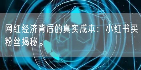 网红经济背后的真实成本：小红书买粉丝揭秘