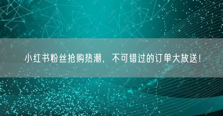 小红书粉丝抢购热潮，不可错过的订单大放送！