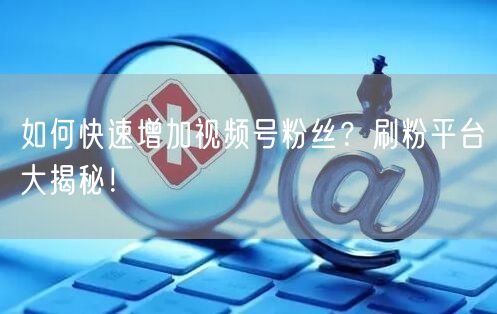 如何快速增加视频号粉丝？刷粉平台大揭秘！