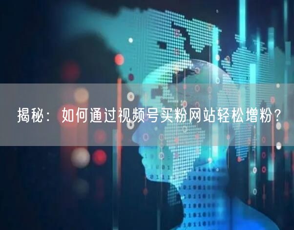 揭秘：如何通过视频号买粉网站轻松增粉？