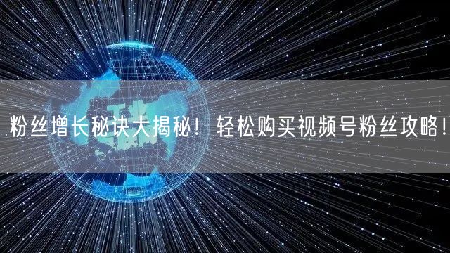 粉丝增长秘诀大揭秘！轻松购买视频号粉丝攻略！