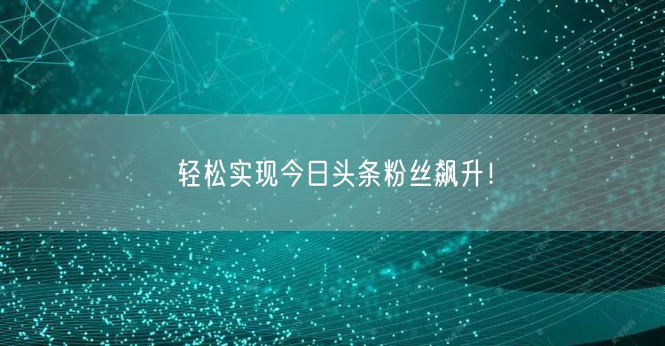 轻松实现今日头条粉丝飙升！