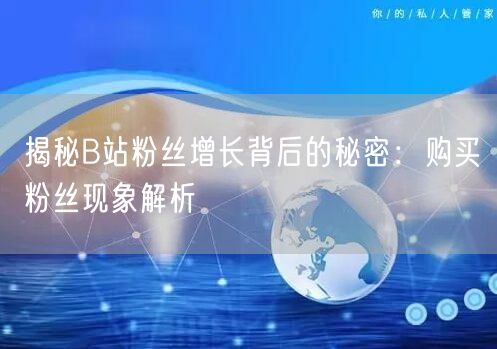 揭秘B站粉丝增长背后的秘密：购买粉丝现象解析