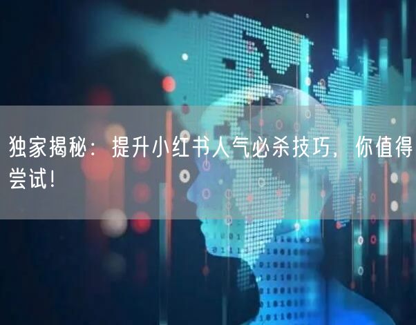 独家揭秘：提升小红书人气必杀技巧，你值得尝试！