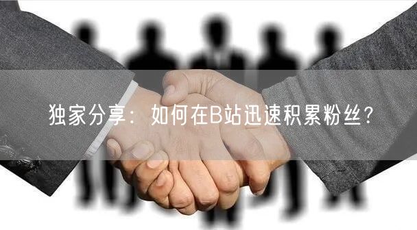 独家分享：如何在B站迅速积累粉丝？