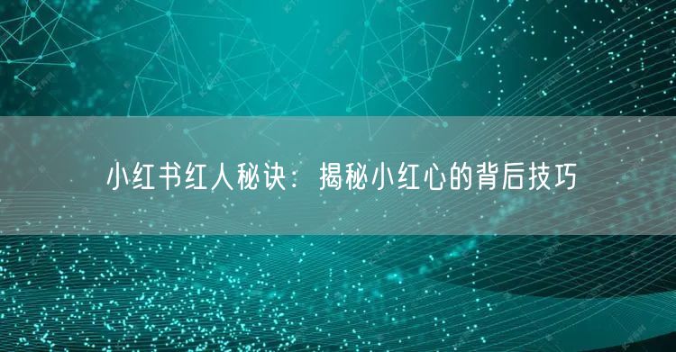 小红书红人秘诀：揭秘小红心的背后技巧