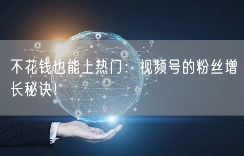 不花钱也能上热门：视频号的粉丝增长秘诀！