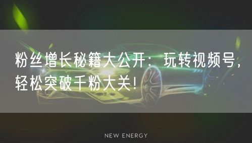 粉丝增长秘籍大公开：玩转视频号，轻松突破千粉大关！
