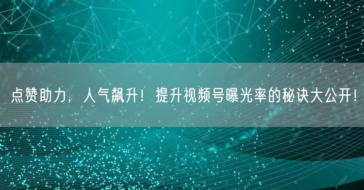 点赞助力，人气飙升！提升视频号曝光率的秘诀大公开！