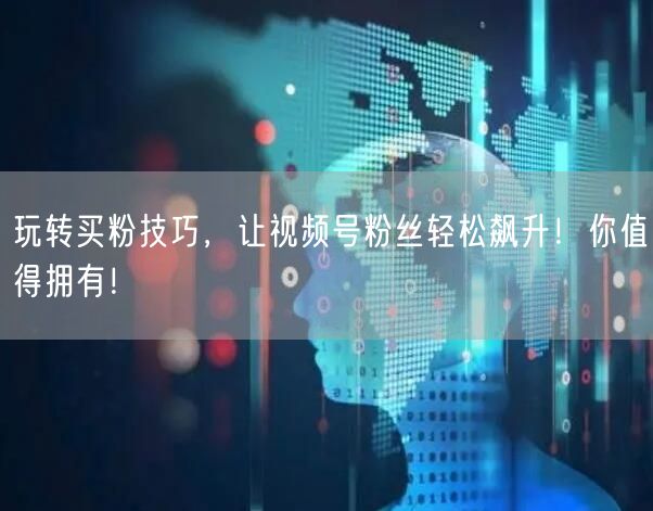 玩转买粉技巧，让视频号粉丝轻松飙升！你值得拥有！