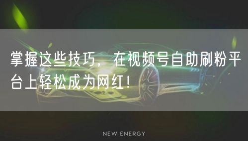 掌握这些技巧，在视频号自助刷粉平台上轻松成为网红！