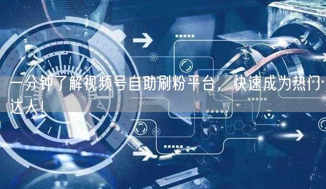 一分钟了解视频号自助刷粉平台，快速成为热门达人！
