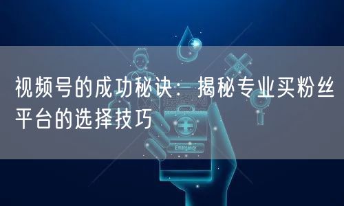 视频号的成功秘诀：揭秘专业买粉丝平台的选择技巧