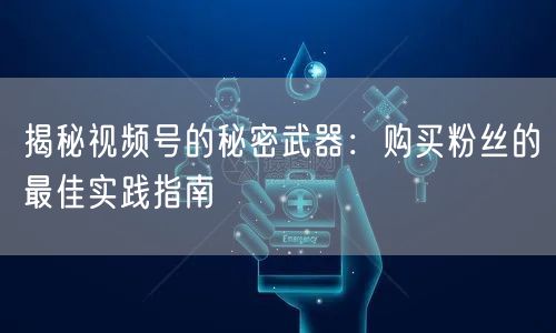 揭秘视频号的秘密武器：购买粉丝的最佳实践指南