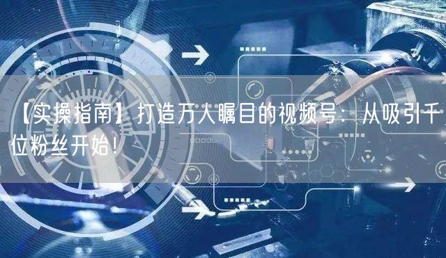 【实操指南】打造万人瞩目的视频号：从吸引千位粉丝开始！