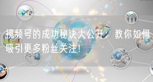 视频号的成功秘诀大公开：教你如何吸引更多