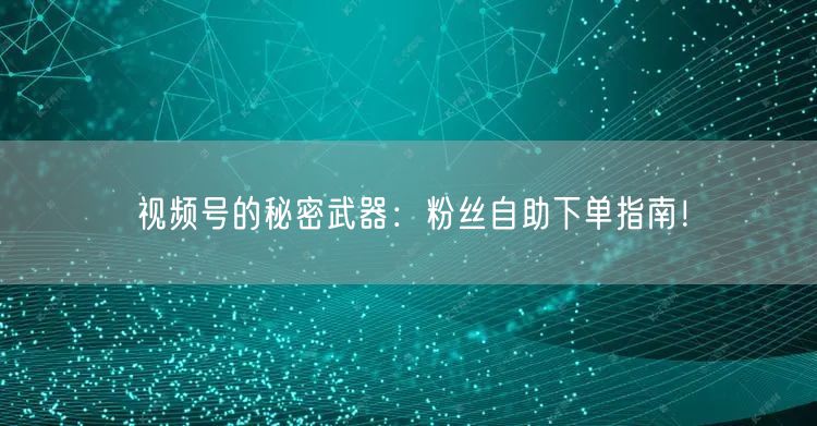 视频号的秘密武器：粉丝自助下单指南！