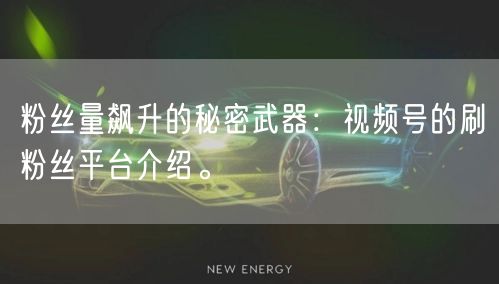 粉丝量飙升的秘密武器：视频号的刷粉丝平台介绍。
