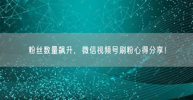 粉丝数量飙升，微信视频号刷粉心得分享！