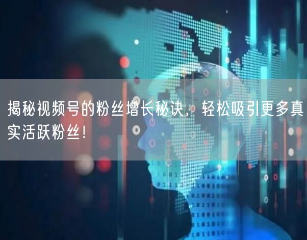 揭秘视频号的粉丝增长秘诀，轻松吸引更多真实活跃粉丝！