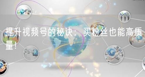 提升视频号的秘诀：买粉丝也能高质量！