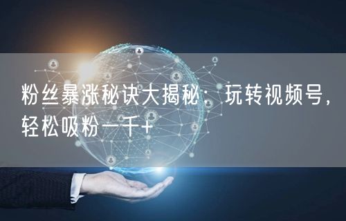 粉丝暴涨秘诀大揭秘：玩转视频号，轻松吸粉一千+