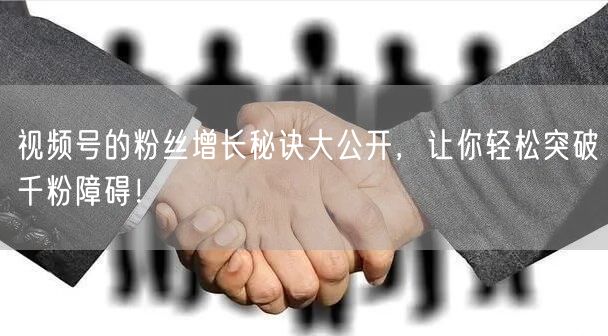 视频号的粉丝增长秘诀大公开，让你轻松突破千粉障碍！