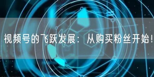 视频号的飞跃发展：从购买粉丝开始！