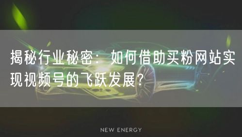 揭秘行业秘密：如何借助买粉网站实现视频号