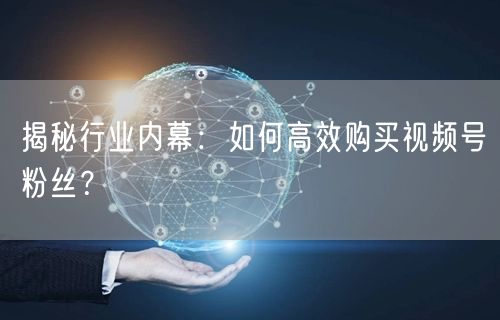 揭秘行业内幕：如何高效购买视频号粉丝？