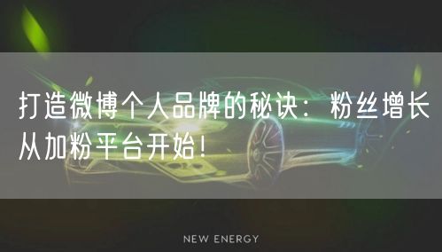 打造微博个人品牌的秘诀：粉丝增长从加粉平台开始！