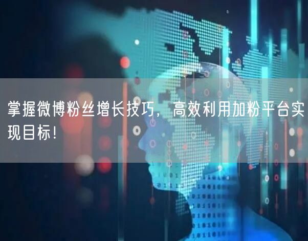 掌握微博粉丝增长技巧，高效利用加粉平台实现目标！