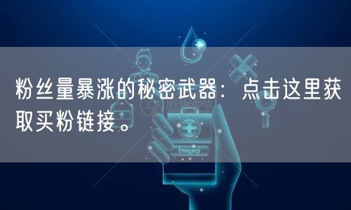 粉丝量暴涨的秘密武器：点击这里获取买粉链