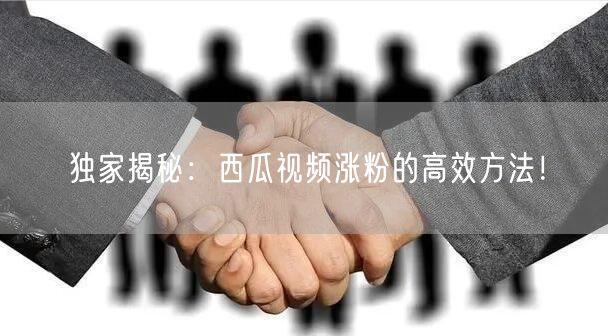 独家揭秘：西瓜视频涨粉的高效方法！