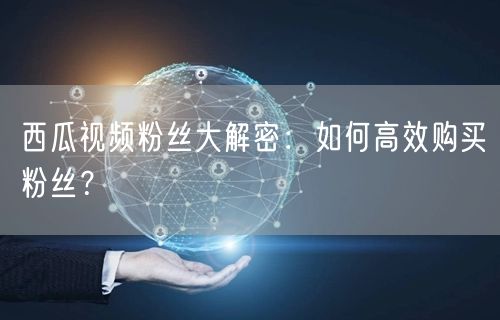 西瓜视频粉丝大解密：如何高效购买粉丝？