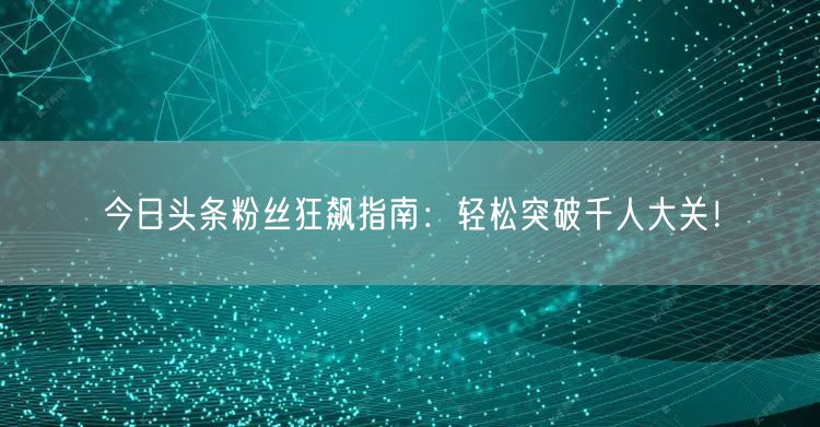 今日头条粉丝狂飙指南：轻松突破千人大关！
