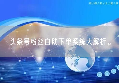 头条号粉丝自助下单系统大解析。