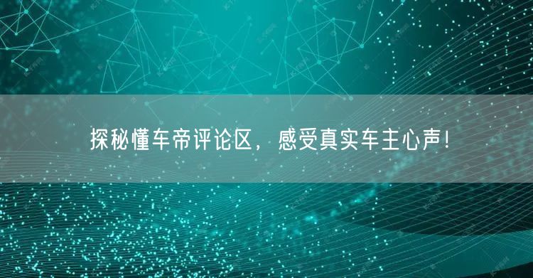 探秘懂车帝评论区，感受真实车主心声！