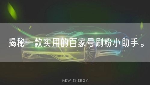 揭秘一款实用的百家号刷粉小助手。
