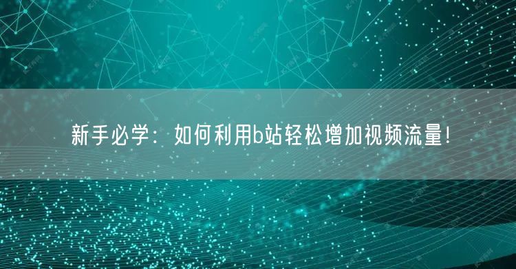 新手必学：如何利用b站轻松增加视频流量！