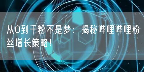 从0到千粉不是梦：揭秘哔哩哔哩粉丝增长策略！